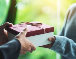Geschenk wird überreicht in roter Box | Elf Bar vape